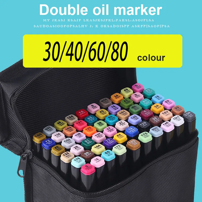 30/40/60/80 Colors Marker Pens Set Dual Tips Art Markers Pen for Sketch Coloring Drawing Painting Brushes кисти для рисования