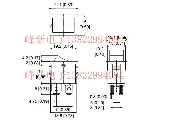 5 Buah Kualitas Taiwan MR Rocker Saklar Rocker 2 Gigi 4 Kaki Beralih 12A125V Daya Rocker Switch 10A250V