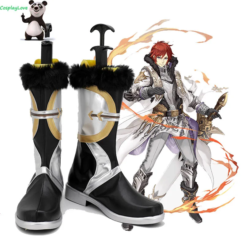 SINoALICE Re: Life In A Different World Reinhard Van Astrea Black Silver Shoes Cosplay Long Boots High Heel Leather Custom Made