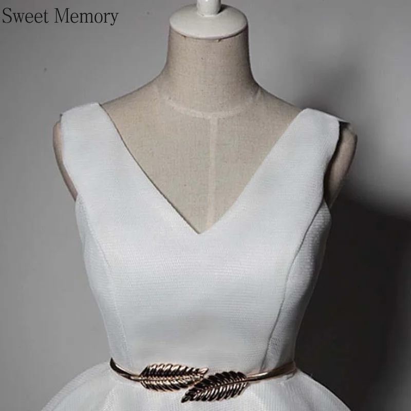 Sweet Memory White Black Short Prom Wedding Dresses Girl Women Vestido V-Neck Lace Up Formal Party Dress With Sashes Female Robe