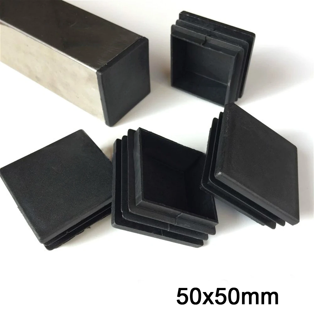 1/2/5/10pcs 50x50mm 스퀘어 플라스틱 블랭킹 엔드 캡 튜브 파이프 삽입 플러그 마개 블랙/화이트