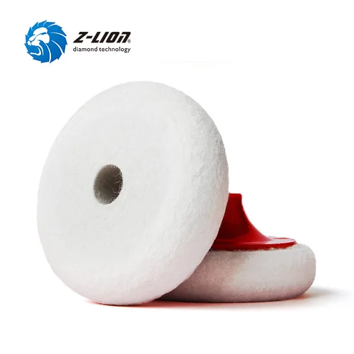 Z-LION 자동차 광택기용 양모 연마 패드, 금속 스톤 주얼리용, 화이트 울 펠트 버핑 디스크 연마 휠, M14, 4 인치, 2 개