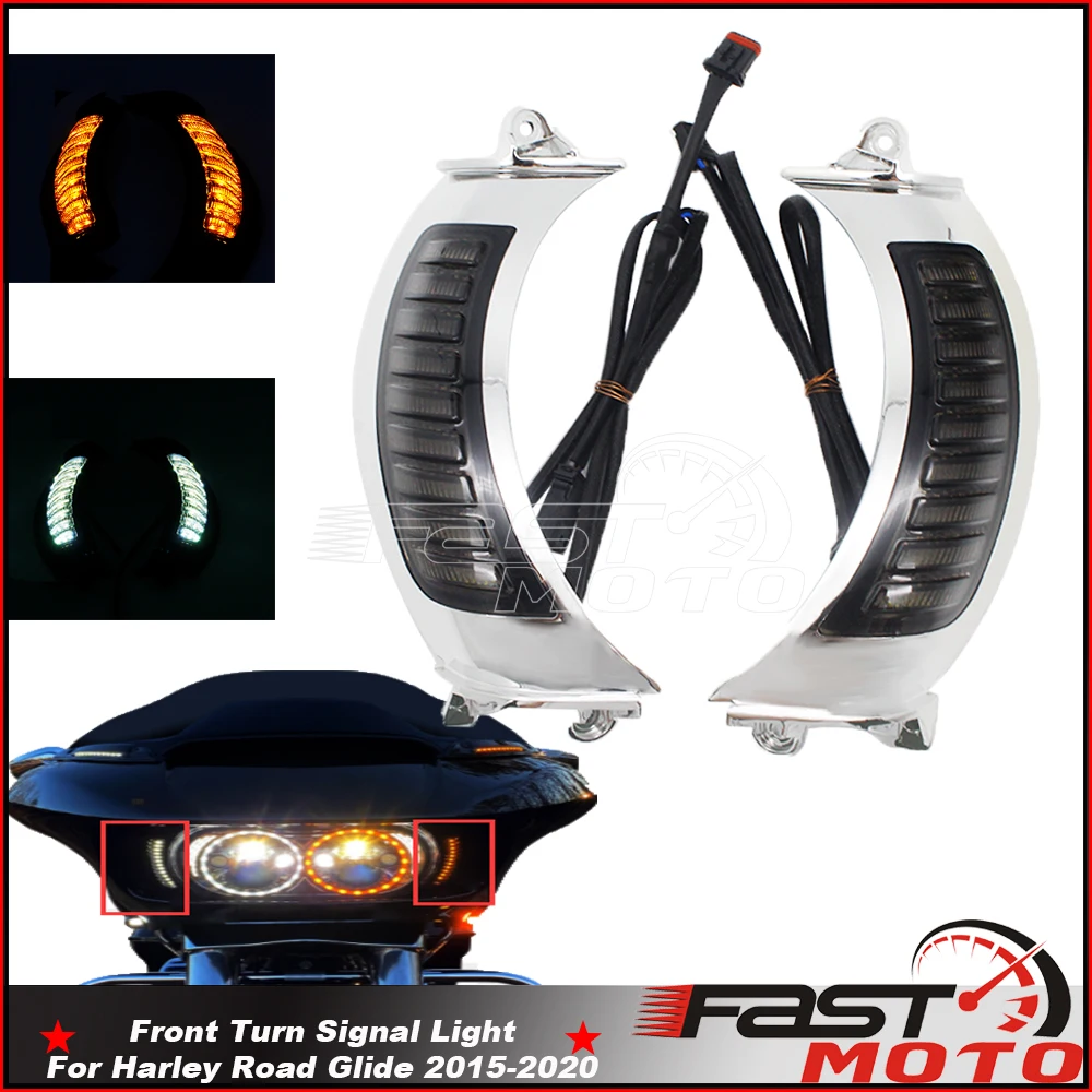 Front Light Turn Signal Lamp With White DRL Waterproof For Harley CVO Road Glide Limited Special Guide Motorcycle Indicater LED