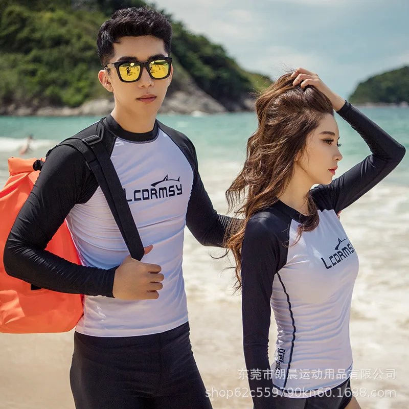 

Couple Wetsuit Beach Surf Floating Diving Mother-in-law Sunscreen Long-sleeved Trousers Split Swimwear Wet Suit Surfing Swimsuit