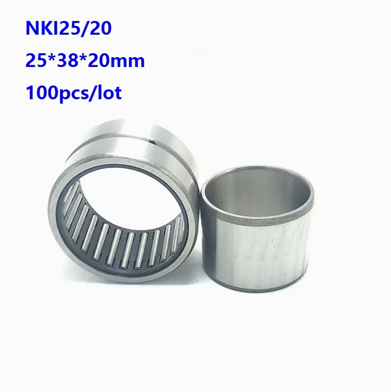 100pcs/lot NKI25/20 25*38*20mm NKI2520 Heavy duty needle roller bearing Entity needle bearing with inner ring 25×38×20mm