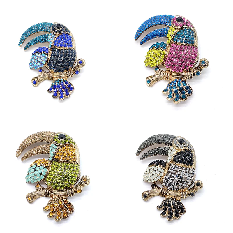 PD BROOCH Super Exaggerated Retro Parrot Brooch Animal Big Corsage Clothing Accessories Fashion Jewelry