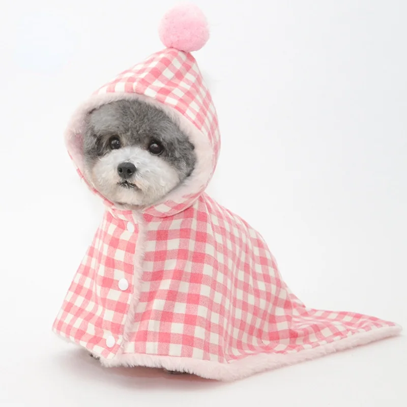 New Winter Plaid Pet Blanket Dog Sleeping Bag Cat Cloak Pet Coat Warm Coat Hooded Cloak Dog Coat Can Be Fixed To Prevent Falling