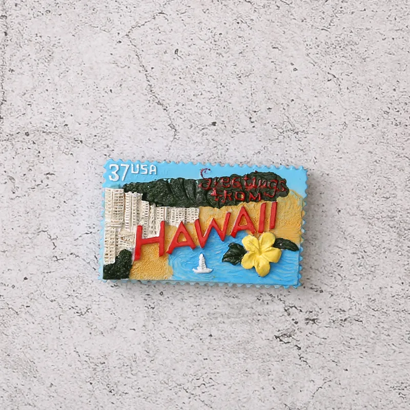American Fridge Magnet Resin Tourist Souvenir Magnet Stick New York Las Vegas Liberty Goddess Eagle Flag Hawaii