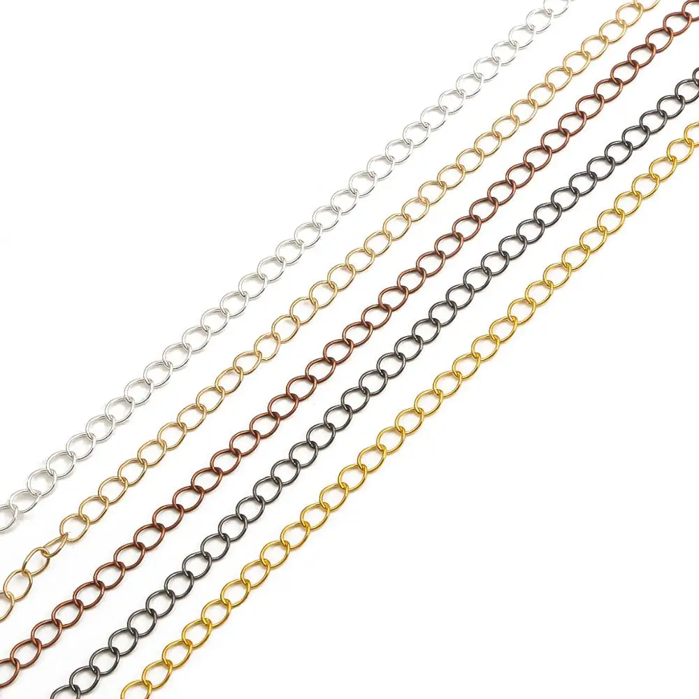 5m/lot 2.5 2.8 3.6 4.8 mm Long Open Link Ring Extended Extension Chains Tail Extender Chain For Jewelry Making Accessories