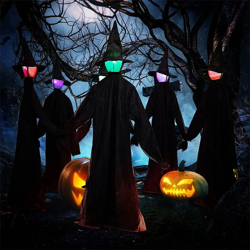 1-3Pcs Glowing Witches Halloween Decoration Outdoor Large Light Up Horror Screaming Witches Party Garden Scary Ghost Decor Props