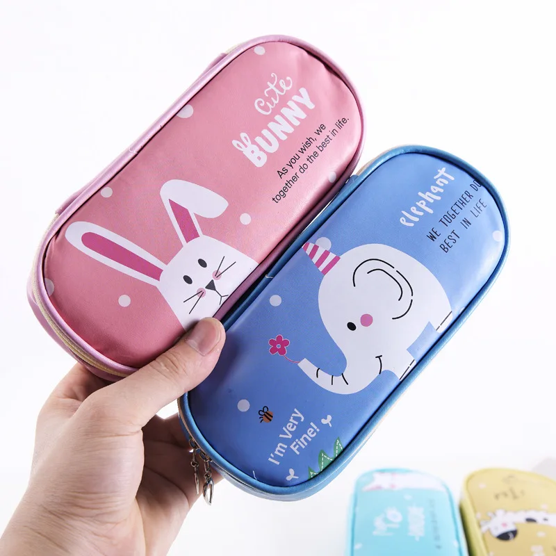 PU leather pencil case cartoon animal pencil bag School stationery storage bag student cute pen case kids pen bag gifts prizes