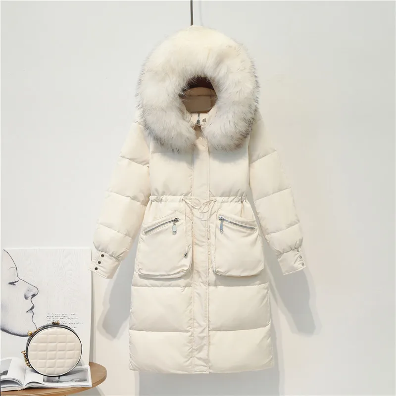 Winter Jacket Women Long Down Coat Female Large Raccoon Fur Hood Clothes 2019 Thick Warm Duck Down Jackets Outwear LW1629