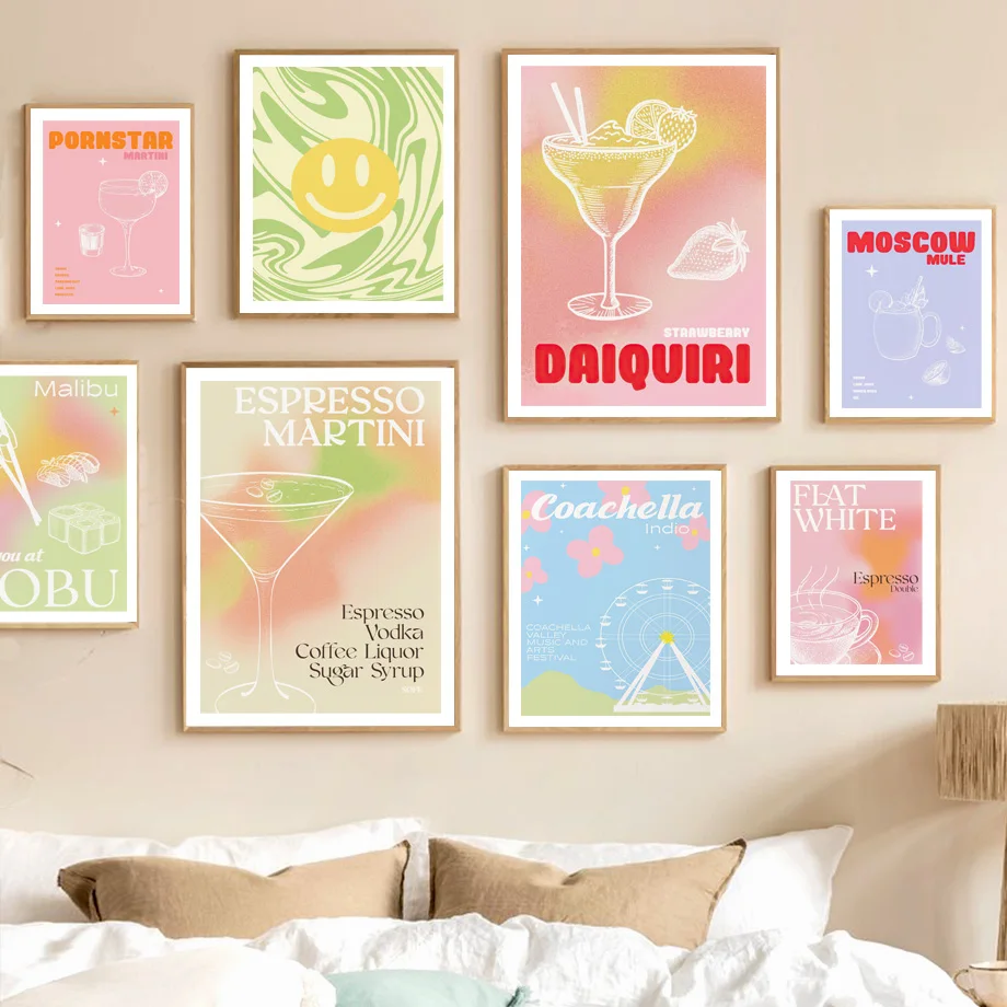 كوكتيل موسكو البغل مارتيني موسكو دايكيري النبيذ الرسم على لوحات القماش الجدارية الشمال الملصقات والمطبوعات جدار صور لديكور البار