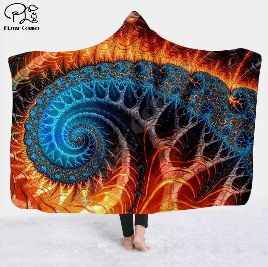 

Cool Psychedelic Graffiti Character Hooded Blanket Adult colorful child Sherpa Fleece Wearable Blanket Microfiber Bedding c-033