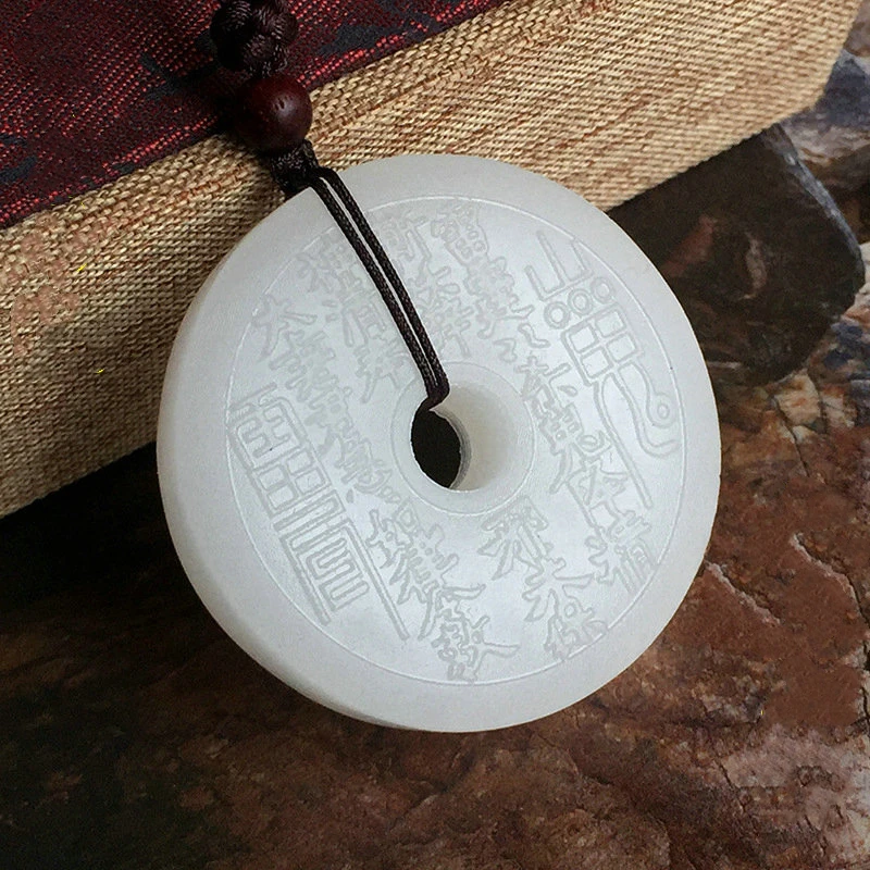 

Taoist magic weapon, Afghan white jade, taishang Laojun Mountain ghost money safety buckle pendant, Taoist Arts and crafts