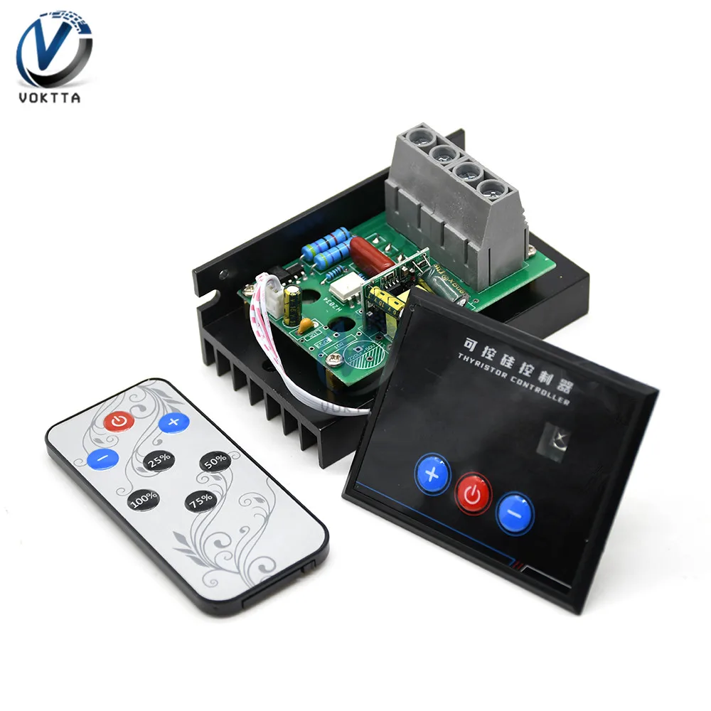 AC 220V 6000W Intelligent Digital Display Thyristor Voltage Regulator with Isolated Power Supply+Buzzer+Infrared Remote Control