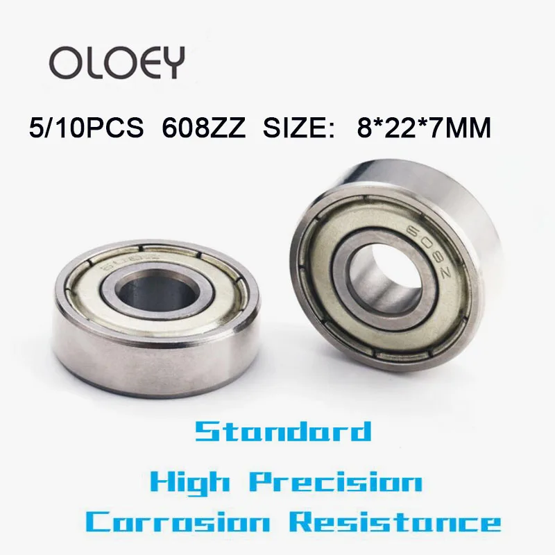 608ZZ Bearing 5/10PCS 8x22x7mm High Quality Ball Bearings 3D Deep Groove Pulley Wheel High Precision Deep Groove Ball Bearing