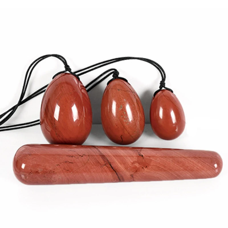 Red Jasper Yoni Massage Egg Set Yoni Wand 100% Natural Precious Gemstone Kegel Exerciser Jade Massage Balls Drop Shipping