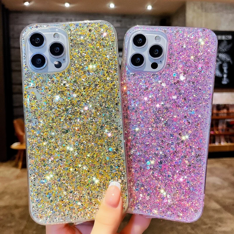 Phone Case For OPPO Reno 8 7 6 5 4 2 Z K F F19 F17 F15 Pro Plus Find X3 Lite Bling Glitter Shining Flash TPU Soft Back Cover