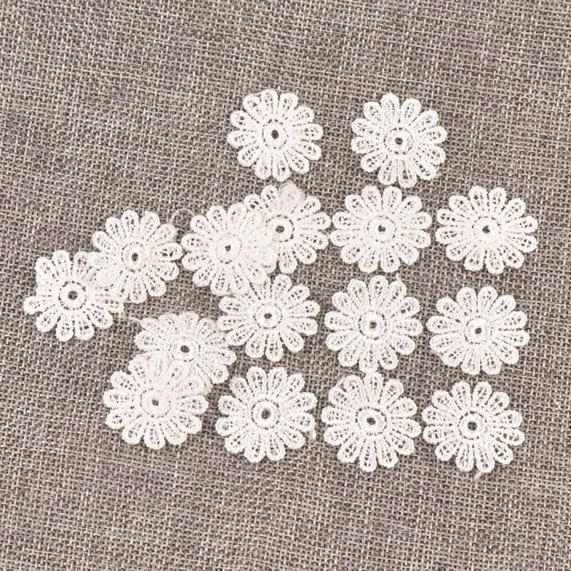 100Pcs Flower White Lace Embroidery Ribbon AppliqueTrim For Sewing Decoration Wedding DIY Accessories Handmade Supplies c1141