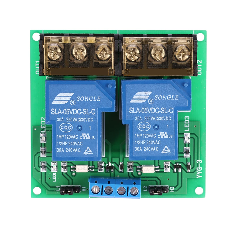 2 Channel Relay Module 12V 5V 24V Output Capacity Within DC 30V 30A or AC 250V 30A Optocoupler Isolation Relay Board Module