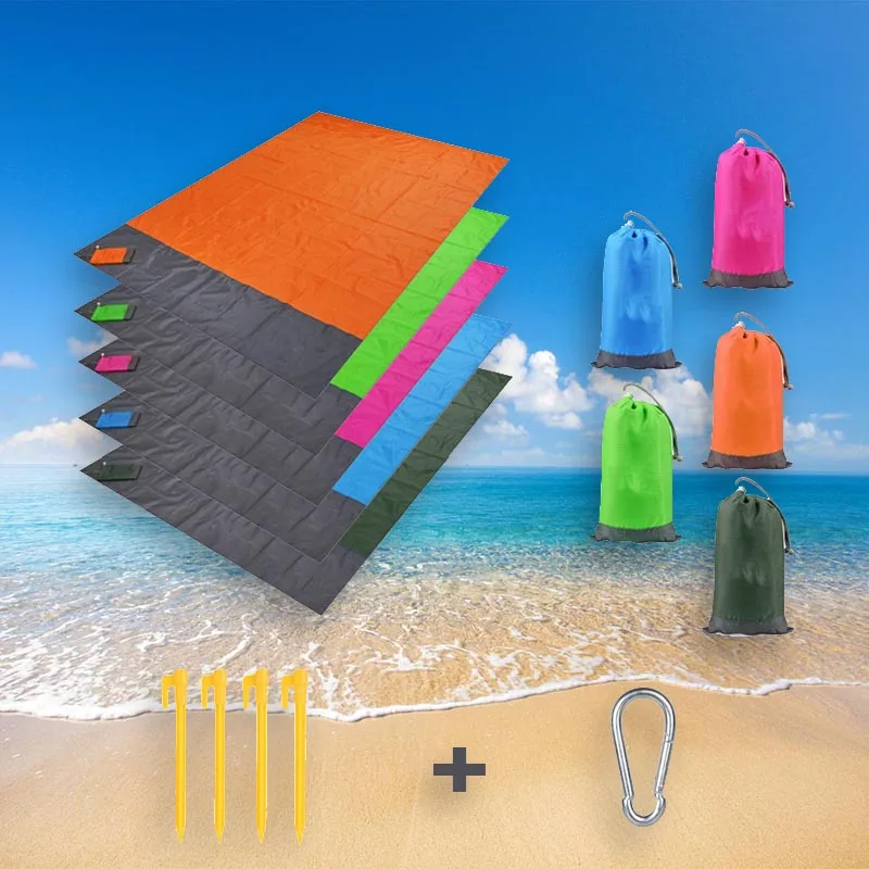 

2x2.1m Waterproof Pocket Beach Blanket Folding Camping Mat Mattress Portable Lightweight Mat Outdoor Picnic Mat Sand Beach Mat