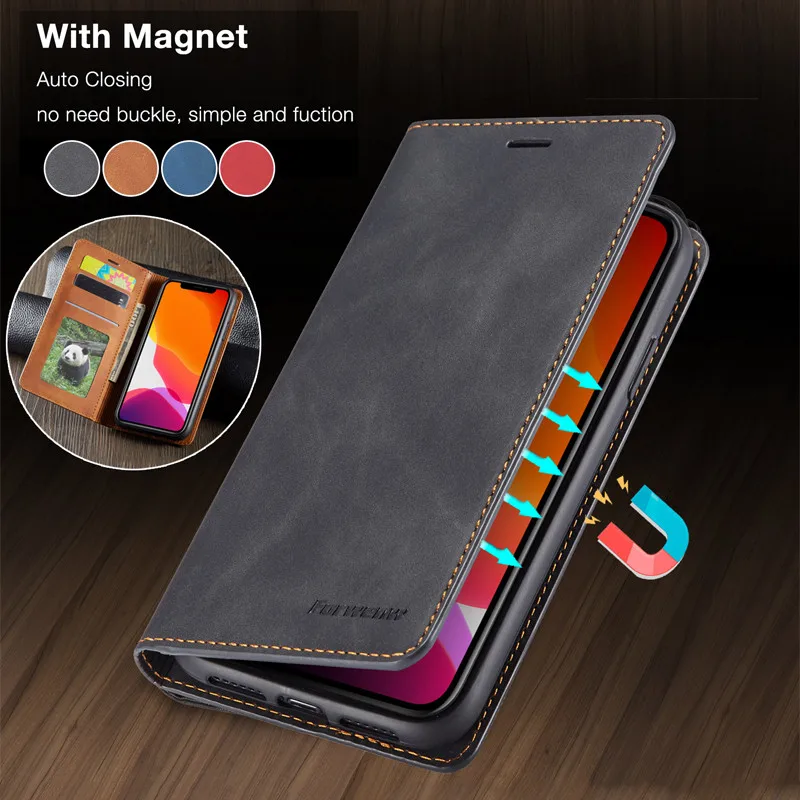 Forwenw Magnetic Flip Leather Case For iPhone 12 Mini 11 Pro XS Max XR X Wallet Card Cover For iPhone SE 2020 6 7 8 Plus Coque