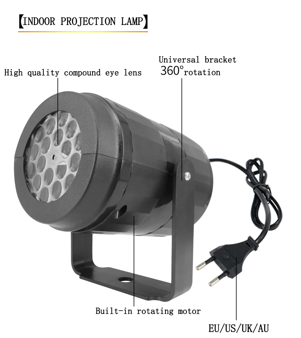 Decorazione natalizia Proiettore laser a LED Luce Fiocco di neve Lampada di proiezione alce Decorazione di illuminazione per interni