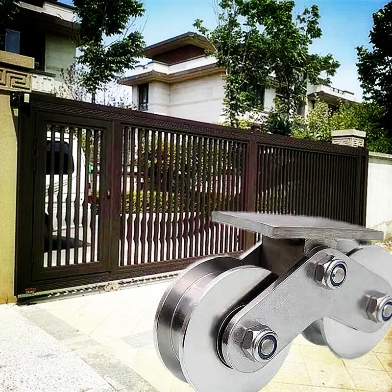 High quality SUS304 double wheel rail roller gate Angle wheel villa gate pulley bearing high bearing universal wheel