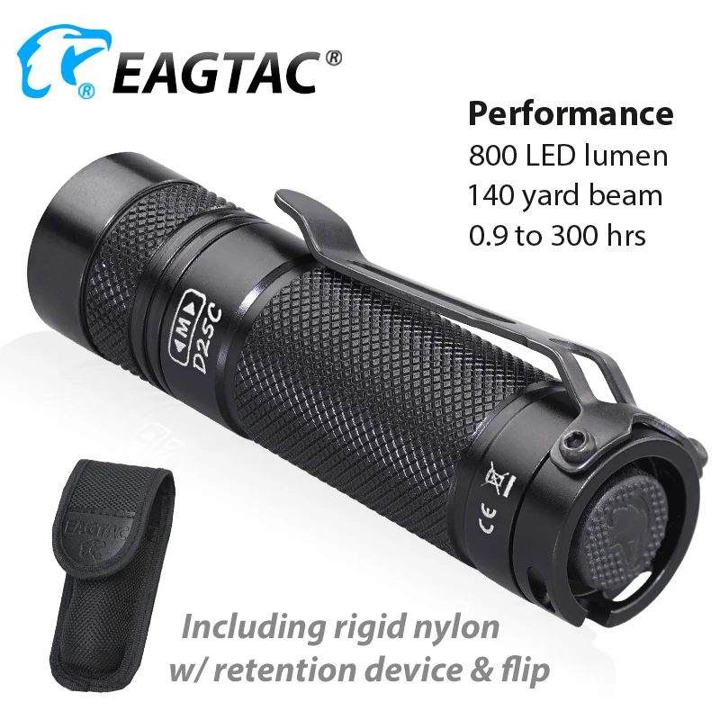 EAGTAC D25C XML2 Luminus SFT40 Nichia 519A 4500K CRI93 SST20 4000K CRI95 Flashlight 800LM Portable Lantern Ultra Bright EDC Lamp