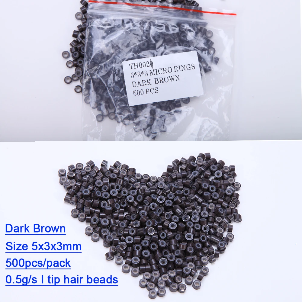 500Pcs/bag 5.0*3.0*3.0mm Micro Silicone Lined Rings/Links/Beads MICRO Ring Link Crimp Beads Hair Extensions Tools