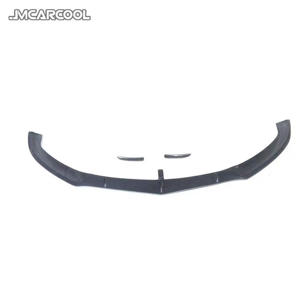 Carbon Fiber Front Bumper Lip Spoiler with Side Trim Strips for Benz W205 C205 C63 AMG Sedan Coupe 2015-2022 FRP Head Chin Guard