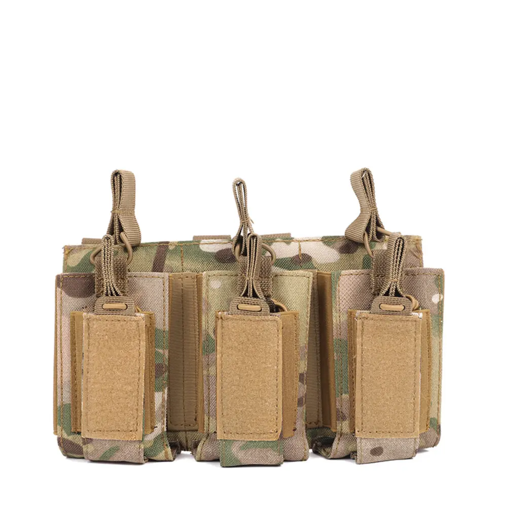 Triple Tactical Molle Magazine Pouch,Modular Double Layer Mag Bag,Rifle Pistol,M4 AK,5.56mm,7.62mm,9mm Ammo,Hunting Accessories