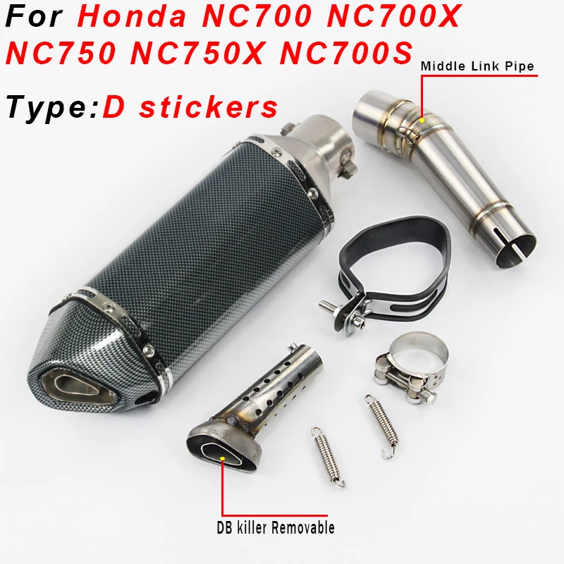 Slip on For Honda NC700 NC700X NC750 NC750X NC750S Motorcycle Exhaust Muffler Modified DB Killer Escape Moto Middle Link Pipe