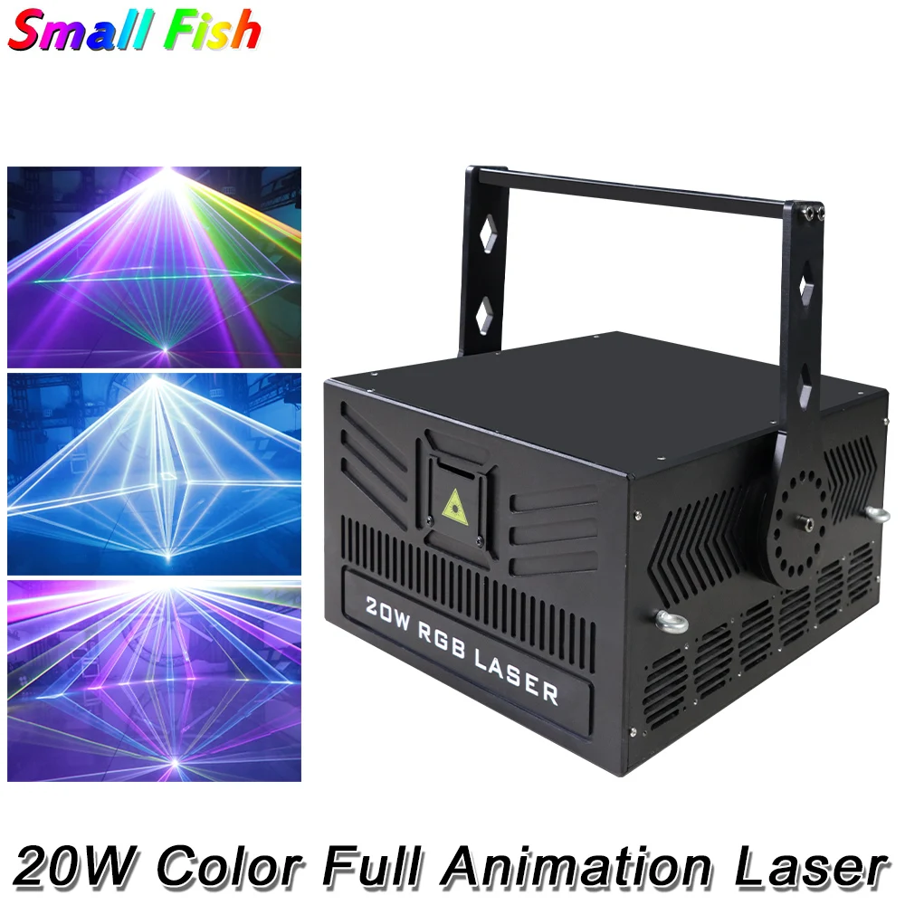 20W Color Full Animation Laser Light Disco 30kpps Galvanometer Scanning RGB Patterns Laser Projector For DJ led Music Party