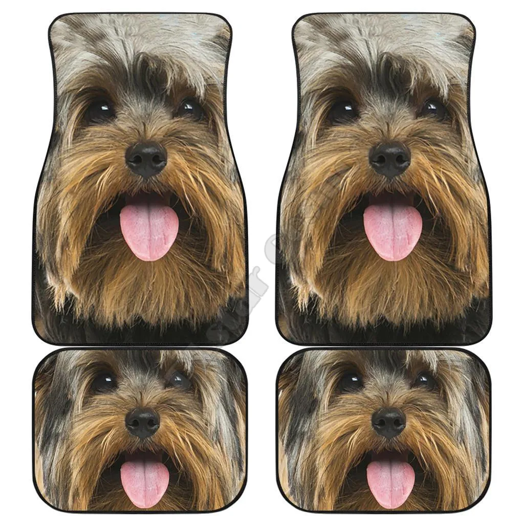 Yorkshire Terrier Dog Car Floor Mats Funny Dog Face 3D Printed Pattern Mats Fit for Most Car Anti Slip Cheap Colorful 01