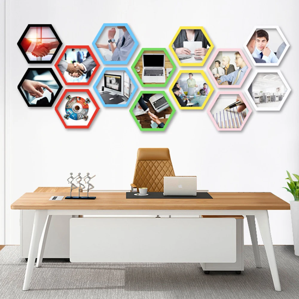 Creative Hexagon Photo Frame Polygon Culture Photo Wall Living Room Company School Decoration Round Rhombus Combination