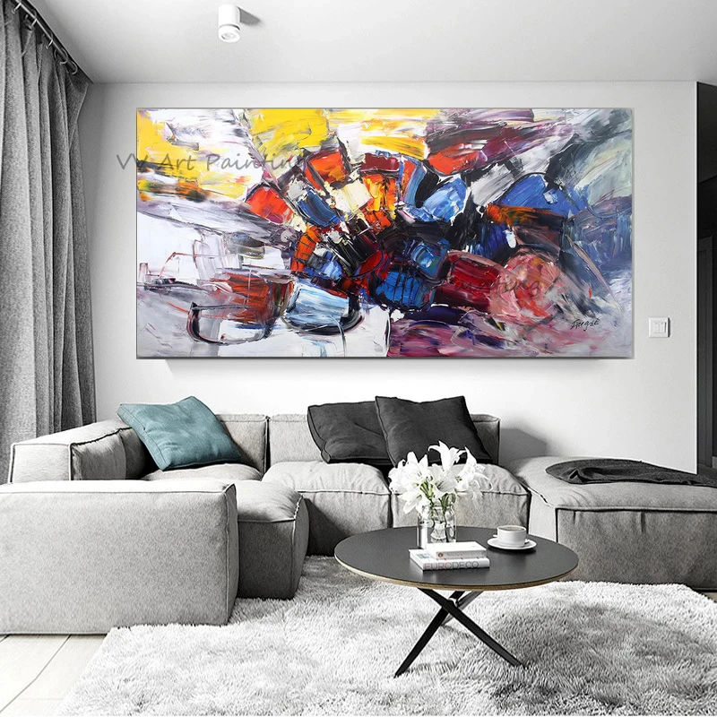 

The High Quality Handmade Abstract Graffiti Oil Painting Canvas Picture Frameless Artwork Knife Art For Home Decor Mural Picture