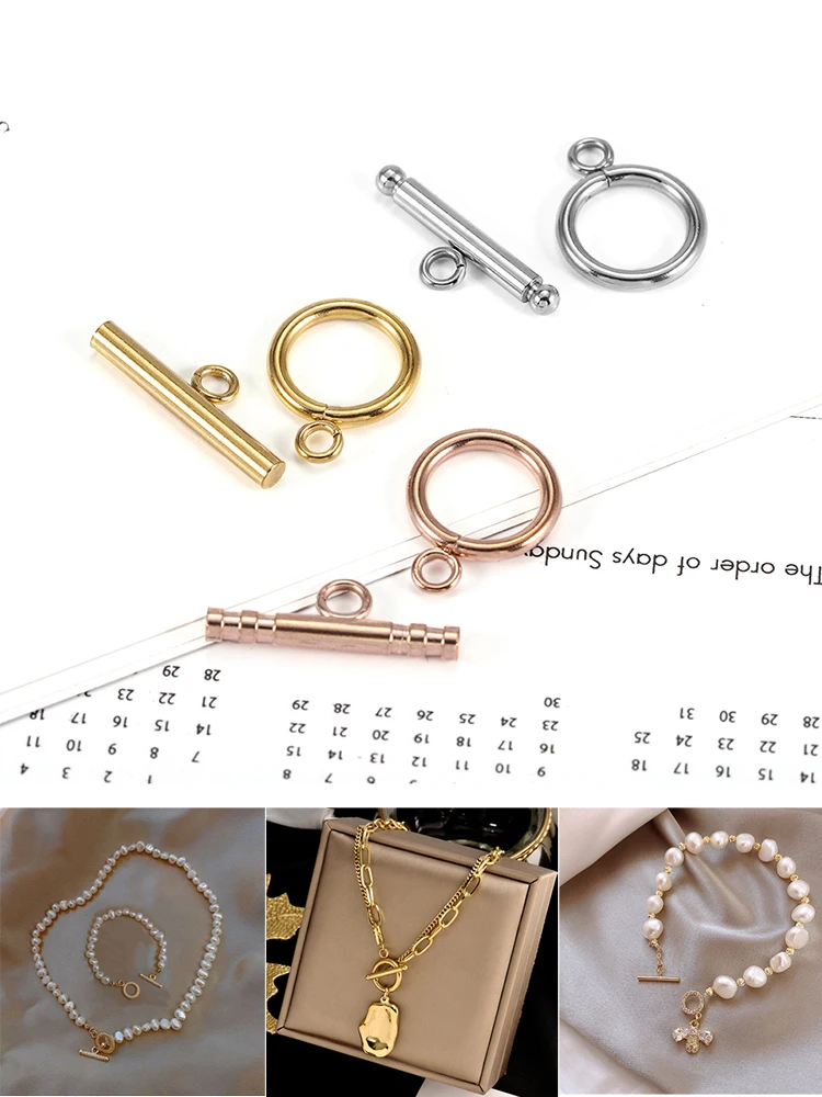3-6 Sets Gold Farbe Edelstahl Verschluss Armband Toggle Verschluss Schnalle Stecker Für Schmuck Machen OT Haken Diy zubehör – Detail 1