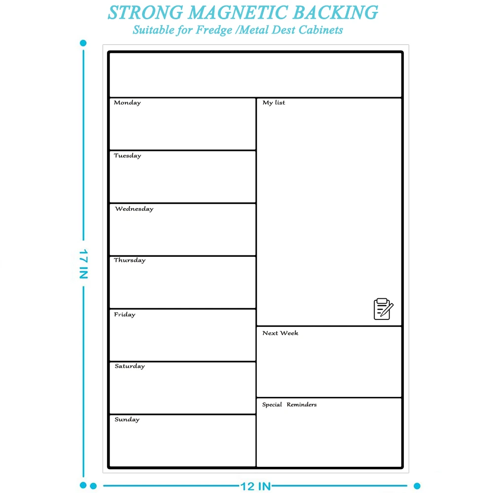 Magnetica Lavagna Dry Erase Planner Settimanale Bordo Per Frigoriferi Magnetico Secco Cancellare Calendario Con 3 Marcatori