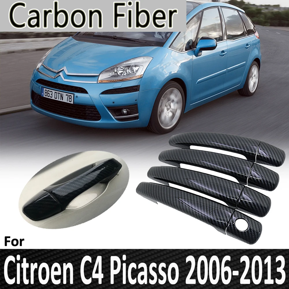

Черное углеродное волокно для Citroen Grand C4 Picasso 2006 2007 2008 2009 2010 2011 2012 2013, наклейка на дверную ручку, автомобильные аксессуары
