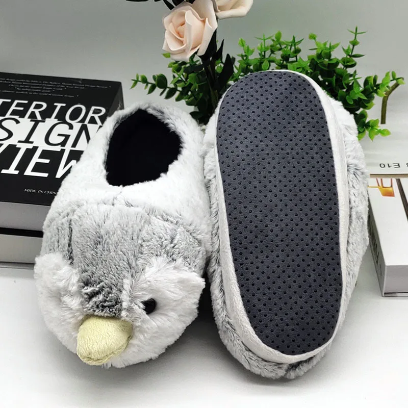 Penguin Specia Offer Custom Warm Winter Lovers Home Slippers Thick Soft Bottom Unisex Cute Shoes Floor Fur Slippers Shoes Snow