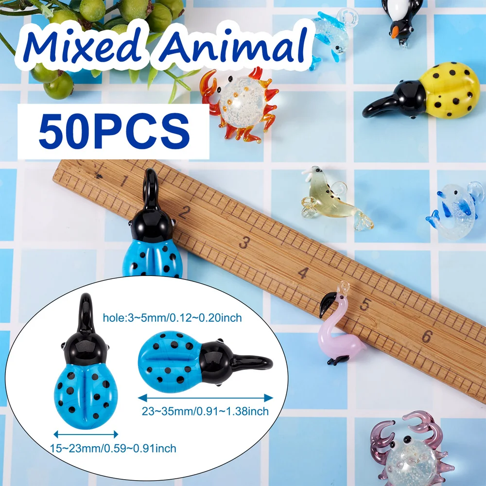 5pcs Handmade Lampwork Mixed Animals Charms Pendants For DIY Handmade Jewelry Making Necklace Bracelet Decor Accessories