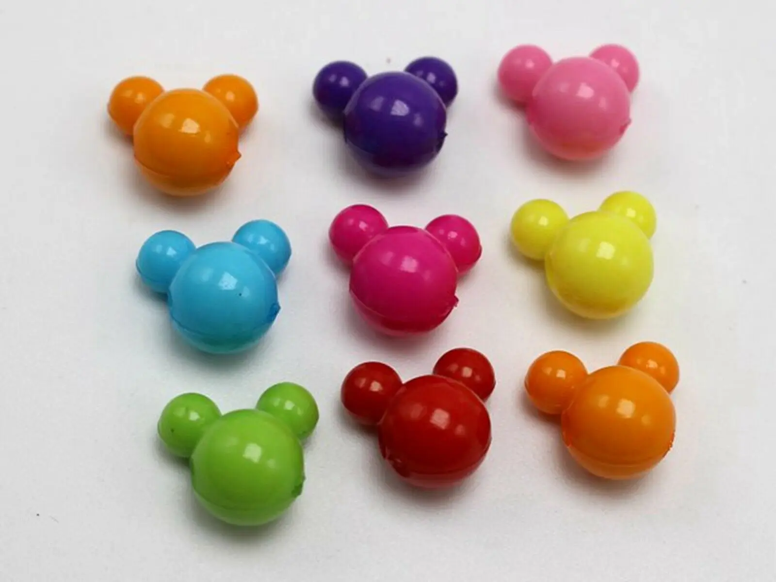 150pcs Mixed Color Various Style Acrylic Mouse Face Beads 12mm Jewelry Making