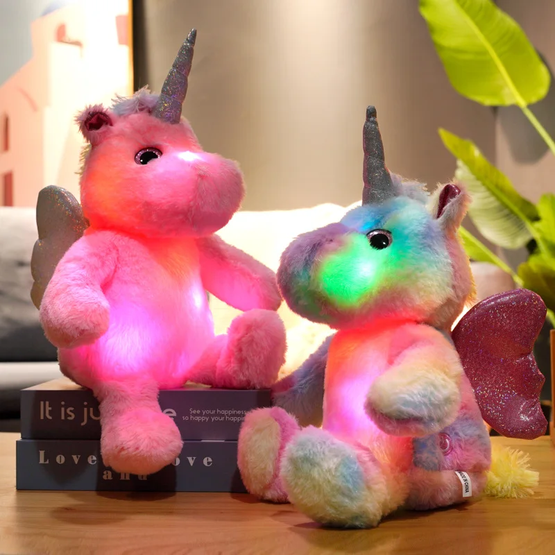 

30CM Cute Glowing LED Light Unicorn Plush Toys Luminous Sitting Unicorn Animal Pillow Stuffed Doll Kids Kawaii Christmas Gifts