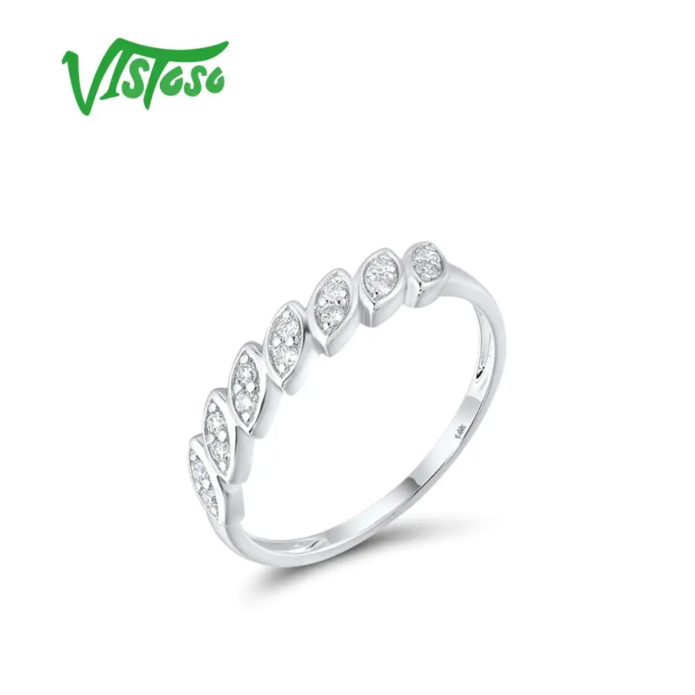 

VISTOSO Genuine 14K 585 White Gold Rings For Women Marquise Sparkling Diamond Promise Engagement Anniversary Gift Fine Jewelry