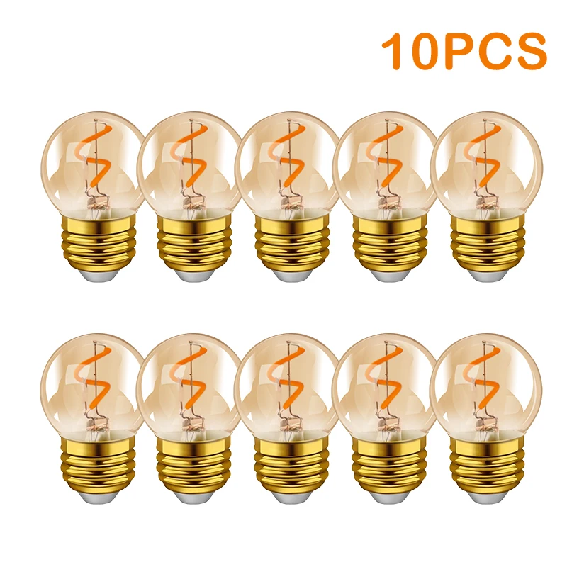 G40 Gouden LED-spiraalvormige gloeilamp 1W (equivalent 10W) Energiebesparende LED-lamp Amber glas E27 220V 2200K Dimbare LED-lamp