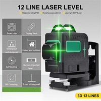 12 Lines 3D Green Laser Level Self-Leveling 360 Degrees Horizontal And Vertical Cross Lines Green Laser Line W/ Bracket Battery