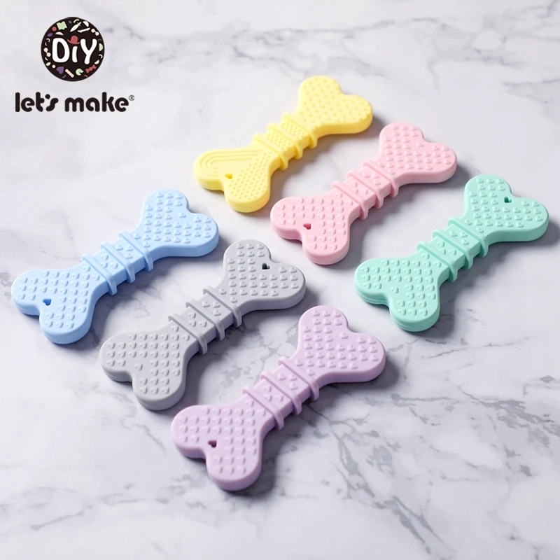 10pcs 펜던트 모양 실리콘 아기 개 뼈를 만들자 사랑스러운 Teether 만화 개 뼈 꼬인 아기 장난감 Teether 아기 아이를위한