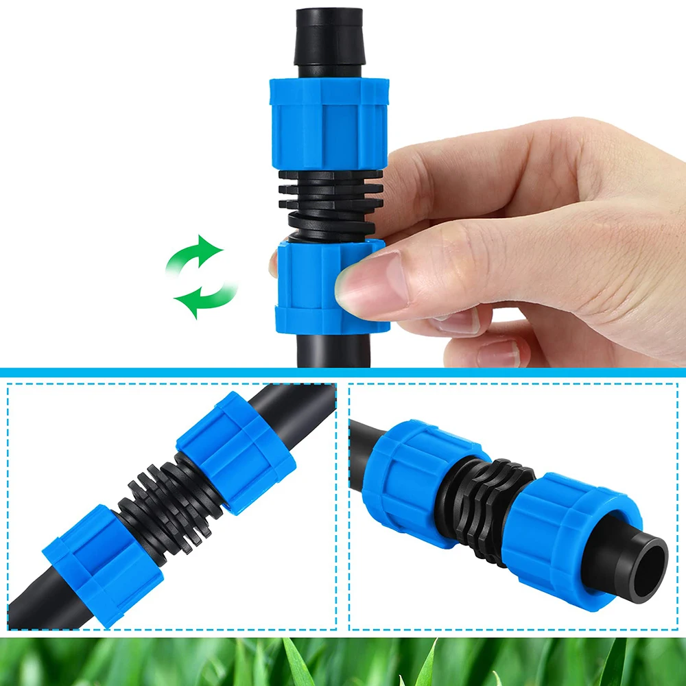 Drip Irrigation Universal Shut-Off Valve Coupling Elbow End Cap 1/2 Inch Universal Adapter Drip Tubing Fittings Connector 16-17m